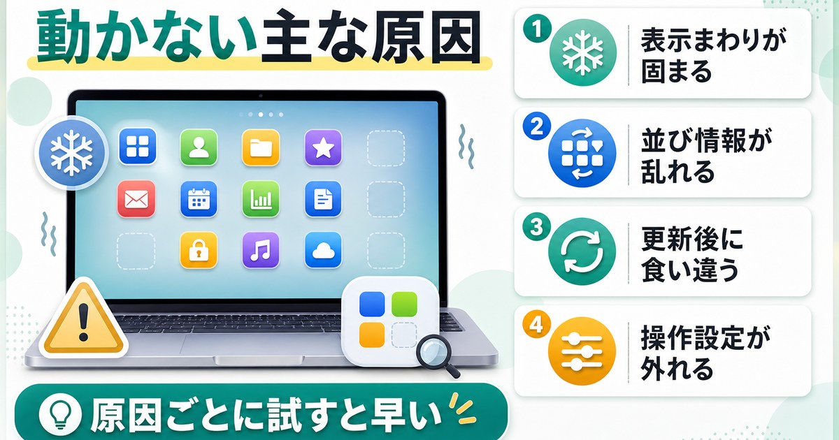 アプリ一覧が動かない主な原因を整理した図解