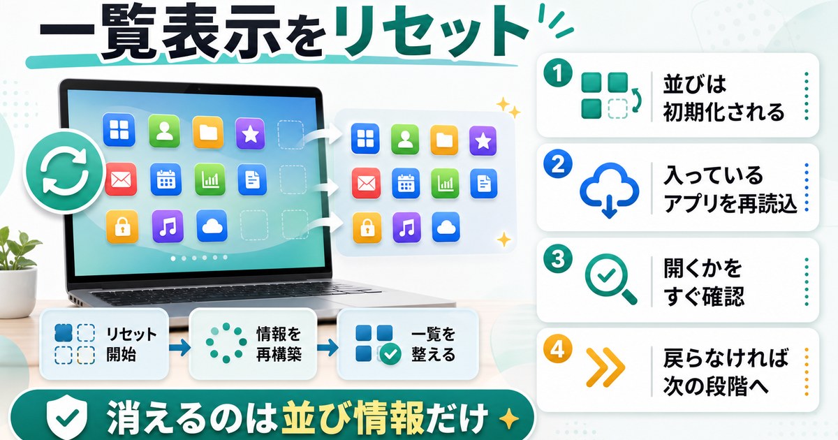 一覧表示をリセットする時の流れをまとめた図解