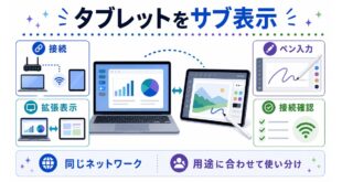 接続、拡張表示、ペン入力、接続確認を行い、用途に合わせて使い分ける日本語アイキャッチ画像