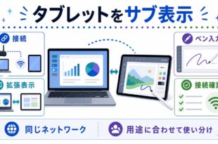接続、拡張表示、ペン入力、接続確認を行い、用途に合わせて使い分ける日本語アイキャッチ画像