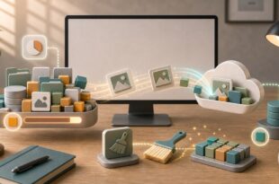 保存ブロック、写真整理、クラウド保管、不要データ整理を無文字アイコンで表した日本語アイキャッチ画像