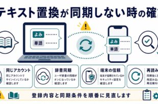 同じアカウント、辞書同期、端末の信頼、再読み込みを整理した日本語アイキャッチ画像