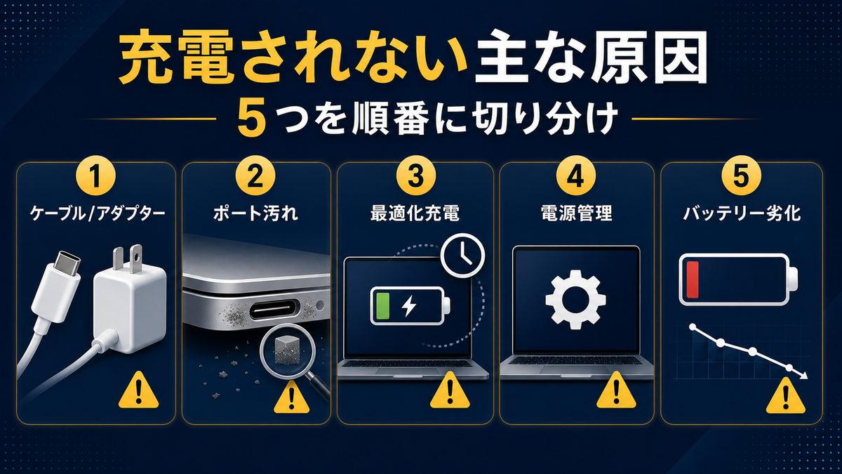 MacBookが充電されない主な原因の切り分け