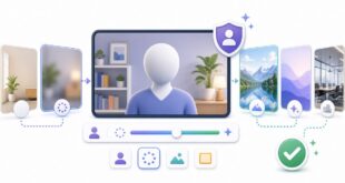 会議背景、ぼかし、背景カード、確認完了を整理した日本語アイキャッチ画像