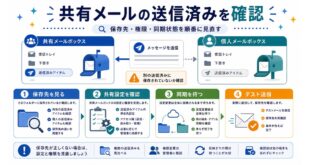 保存先確認、共有設定確認、同期待機、テスト送信を整理した日本語アイキャッチ画像