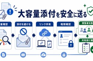容量確認、添付回避、リンク共有、権限確認を整理した日本語アイキャッチ画像