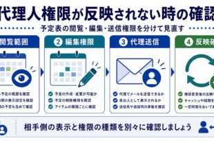 閲覧範囲、編集権限、代理送信、反映確認を整理した日本語アイキャッチ画像