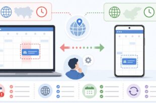 予定時刻のずれ、地域設定、端末表示差分、予定表確認を整理した日本語アイキャッチ画像