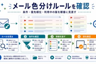 ルール確認、条件確認、順番修正、利用中の版確認を整理した日本語アイキャッチ画像