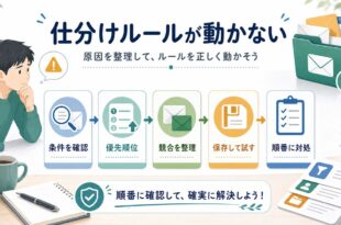 Outlookの仕分けルールが動かない時に条件優先順位競合保存確認を順に見直す流れを整理したアイキャッチ画像