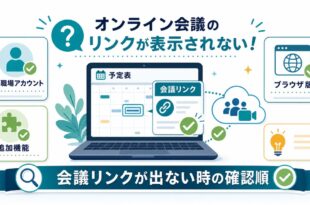 OutlookでTeams会議リンクが出ない時に予定表会議リンク職場アカウント追加機能ブラウザ版を確認する図解
