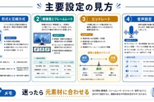 動画の書き出し設定で迷った時の確認ポイントをまとめたアイキャッチ画像