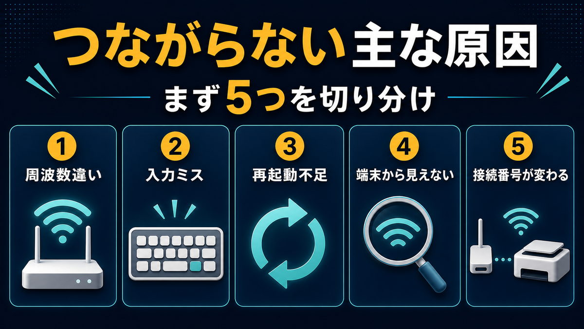 プリンターが無線につながらない主な原因