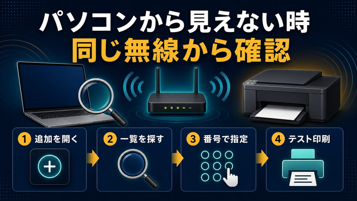 パソコンからプリンターが見えない時の確認順