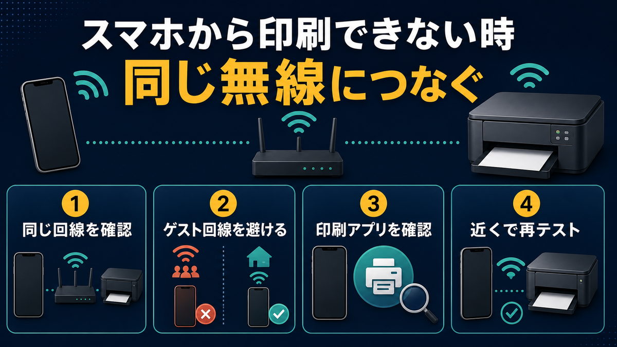 スマホからプリンターで印刷できない時の確認点