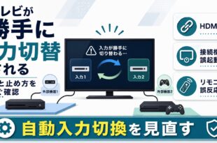 テレビが勝手に入力切替される原因と止め方をまとめたアイキャッチ画像