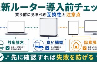 Wi-Fi 7ルーター導入前に対応端末、古い機器、設置場所を確認するアイキャッチ画像