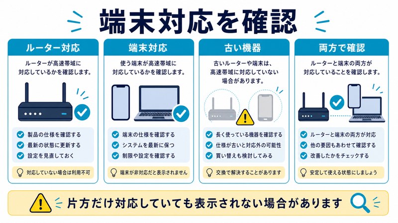 ルーター対応、端末対応、古い機器、両方で確認を整理した日本語図解