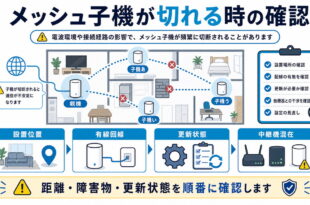 設置位置、有線回線、更新状態、中継機混在を整理した日本語アイキャッチ画像