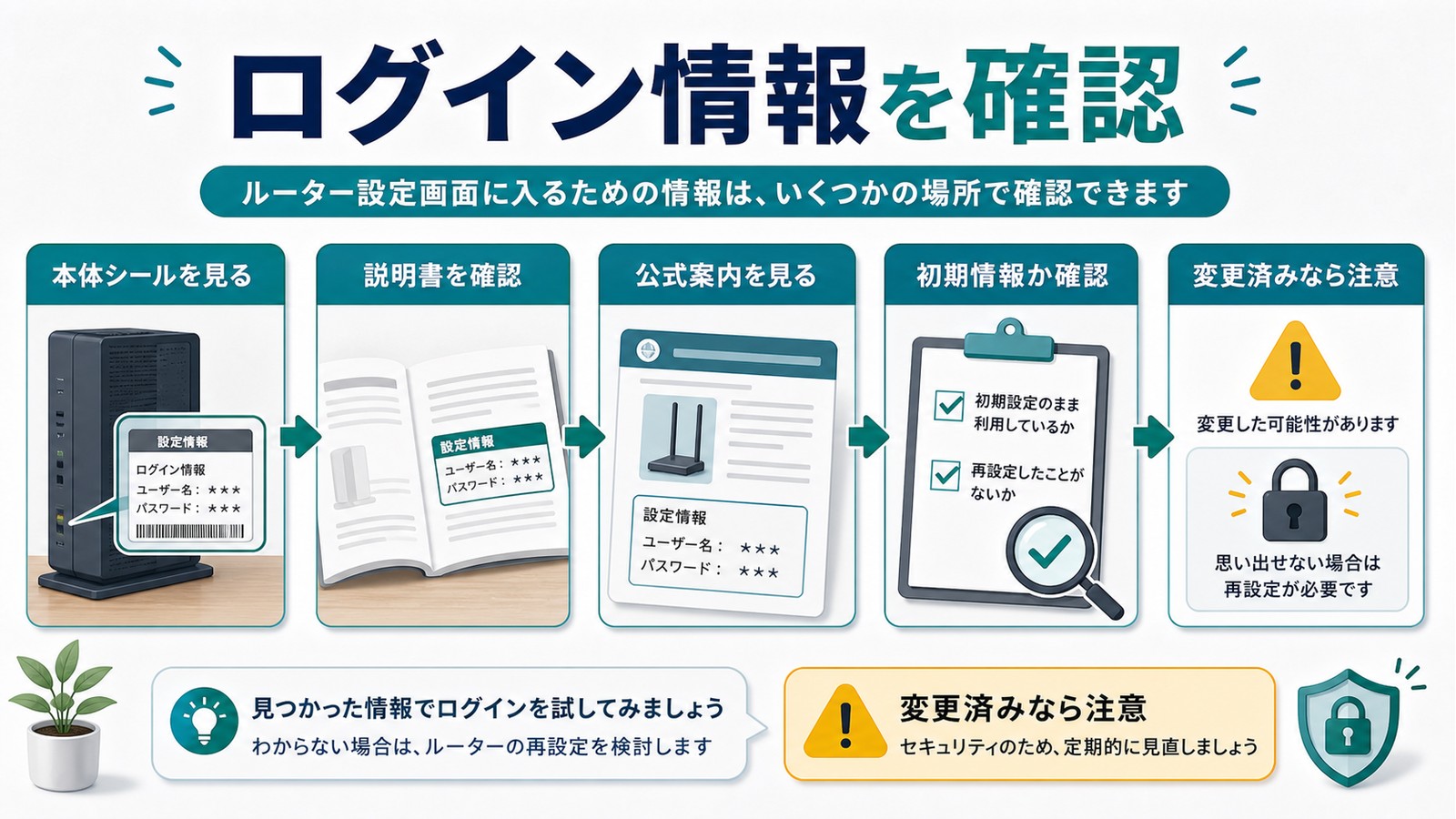 本体ラベル説明書公式案内初期情報変更済みの注意点を確認する場所を整理した図解