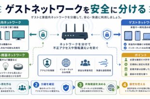 ゲスト用ネットワーク、分離確認、共有範囲、設定控えを整理した日本語アイキャッチ画像