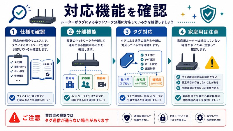 仕様確認、分離機能、タグ対応、家庭用注意を整理した日本語図解