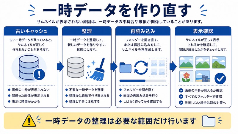 古いキャッシュ、整理、再読み込み、表示確認を整理した日本語図解