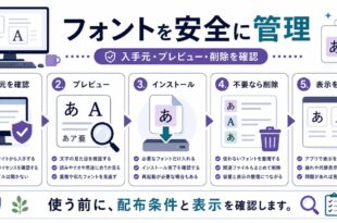 フォントの入手元、プレビュー、インストール、不要時削除、表示確認を整理した日本語アイキャッチ画像