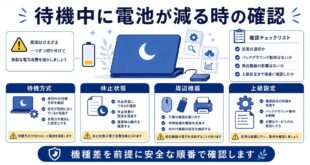 待機方式、休止状態、周辺機器、上級設定を整理した日本語アイキャッチ画像