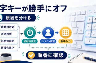 WindowsでNumLockが勝手にオフになる時に起動時設定高速スタートアップ初期値設定ログイン画面誤操作防止を順番に確認する図解