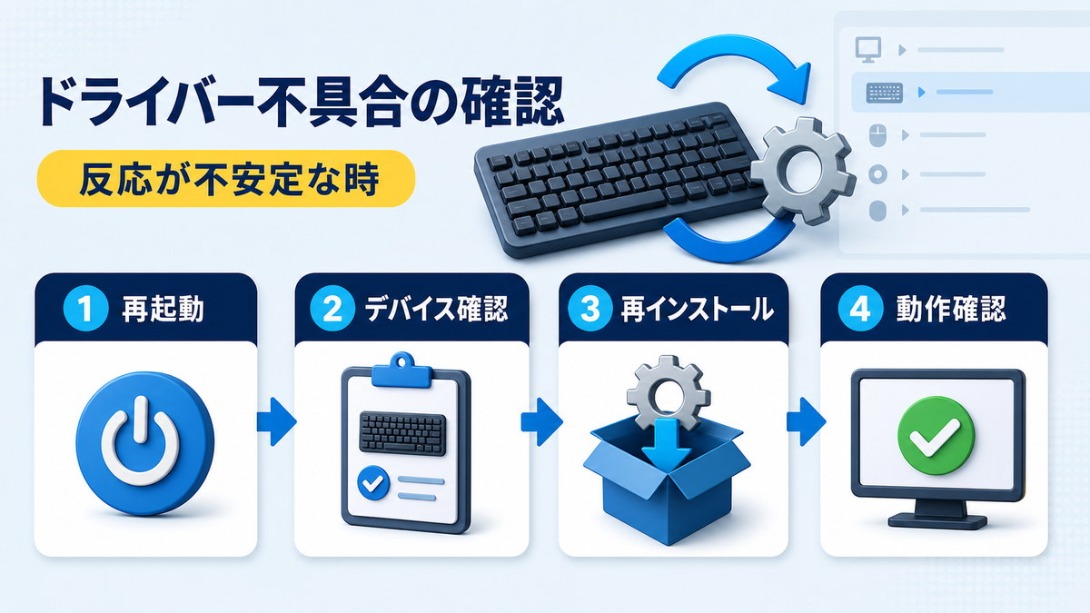 キーボードドライバー不具合を確認する手順の図解