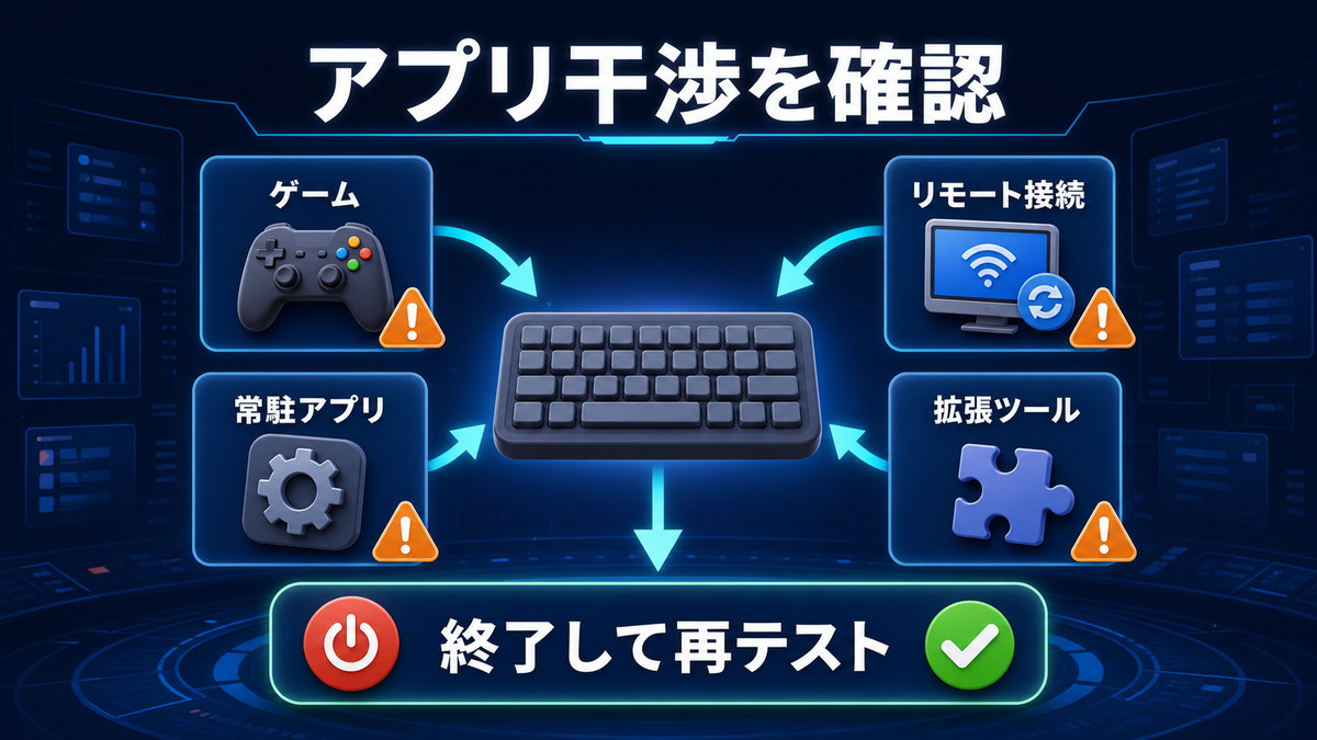 アプリ干渉でショートカットキーが横取りされる場合の確認図解