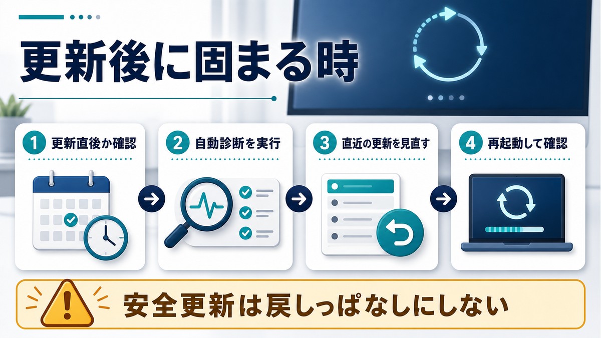 Windows Update後にタスクバーが固まる場合の確認順序