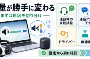 音量が勝手に変わる時に通話設定通話アプリドライバー無線機器を順に確認するアイキャッチ