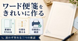 ワード便箋を作る時に罫線行間印刷前確認を順に整える図解