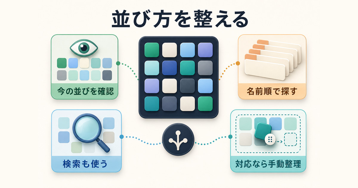 アプリ一覧の並び方を確認して探しやすくする方法