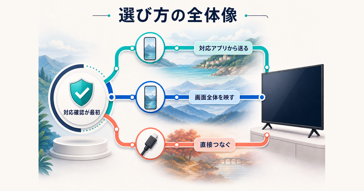 Androidスマホをテレビへ映す方法の全体像