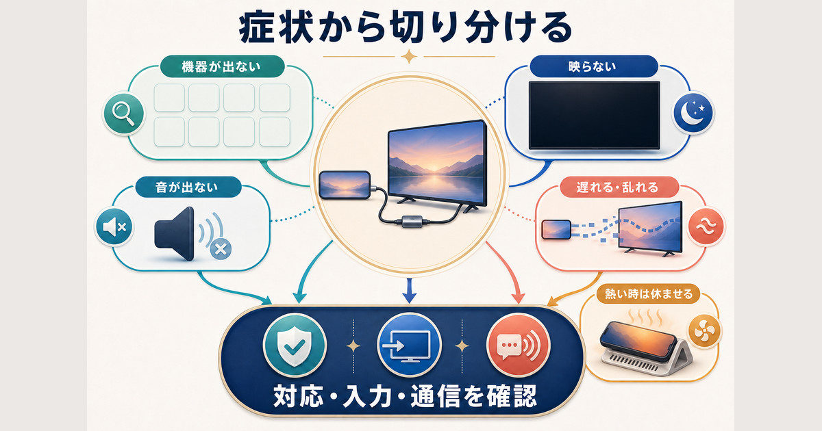 テレビに映らない症状から原因を切り分ける図
