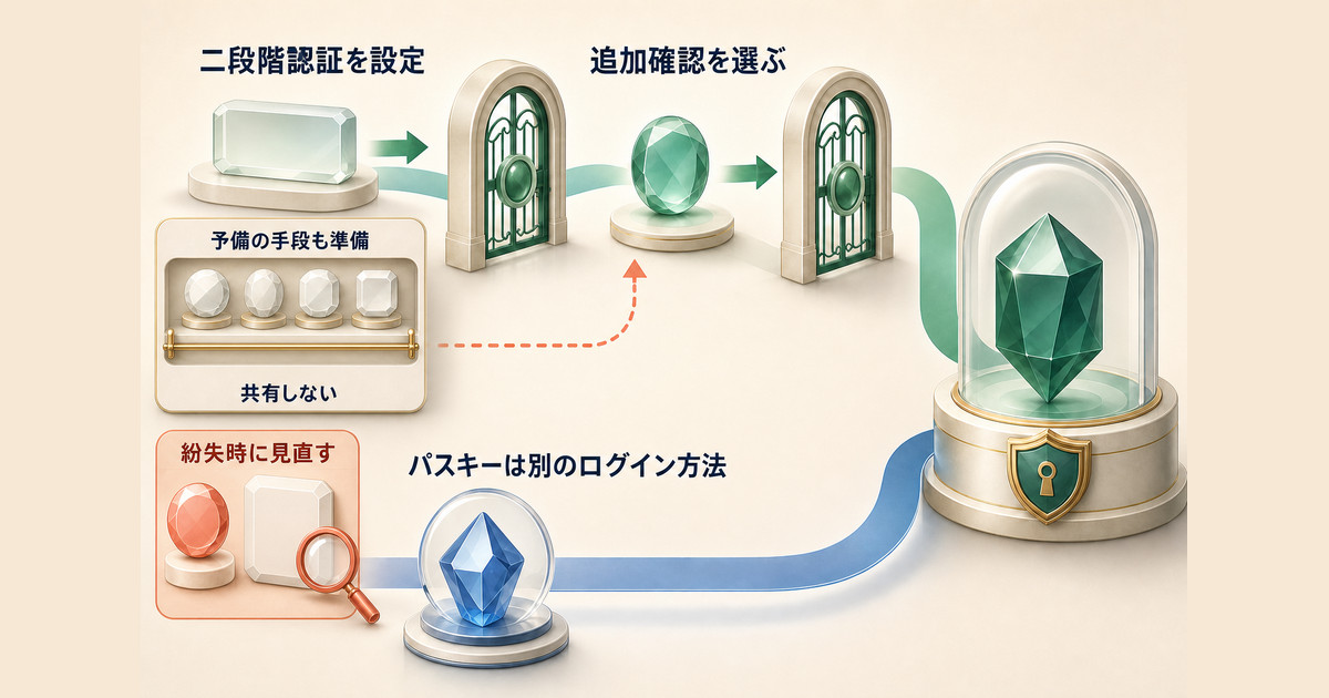 Googleアカウントのログイン保護と予備の確認手段を準備する図