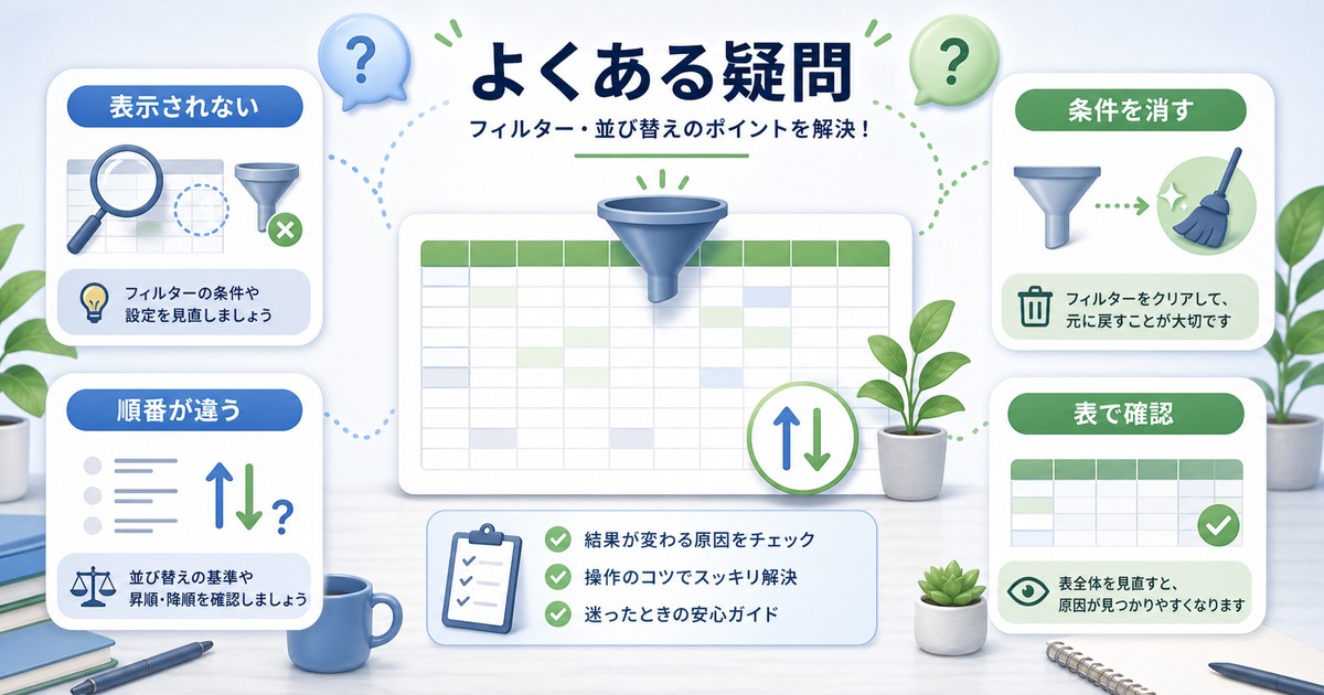 フィルターと並び替えのよくある疑問をまとめた図解