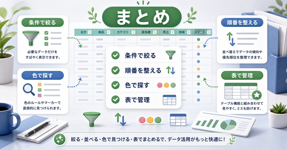 フィルターと並び替えを使いこなすまとめ図解