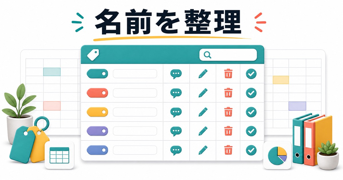 名前付き範囲を一覧で整理する方法の図解