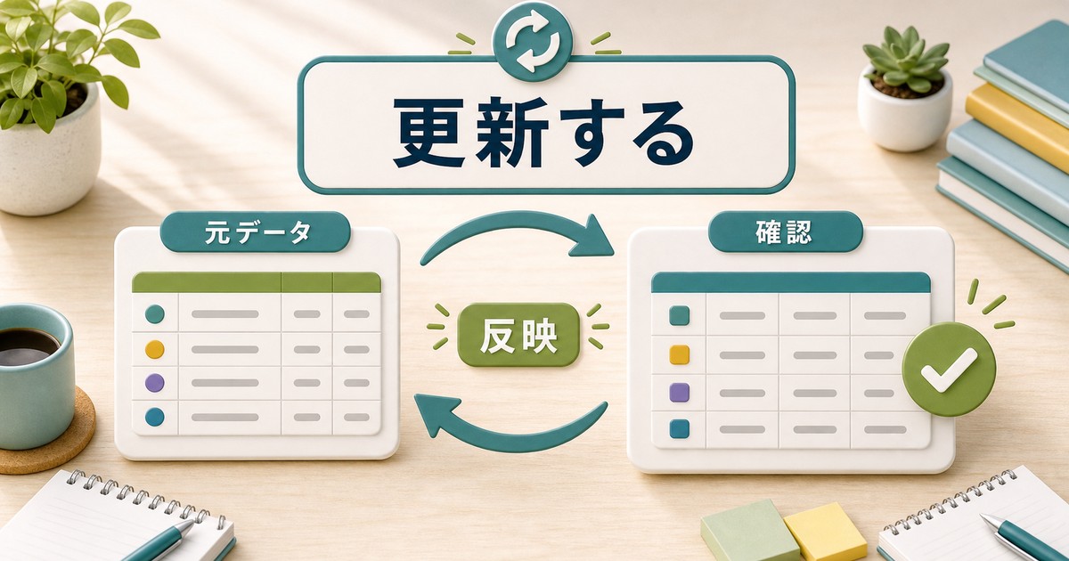元データの変更を集計表へ反映する図解