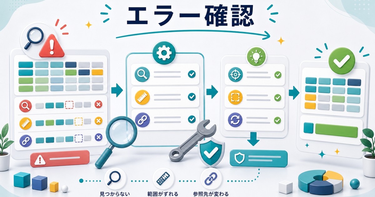 VLOOKUPでよくあるエラー原因を確認する図解