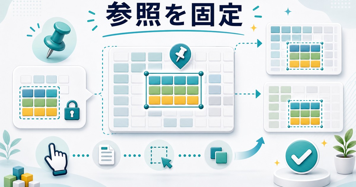 参照範囲を固定してコピー時のずれを防ぐ図解