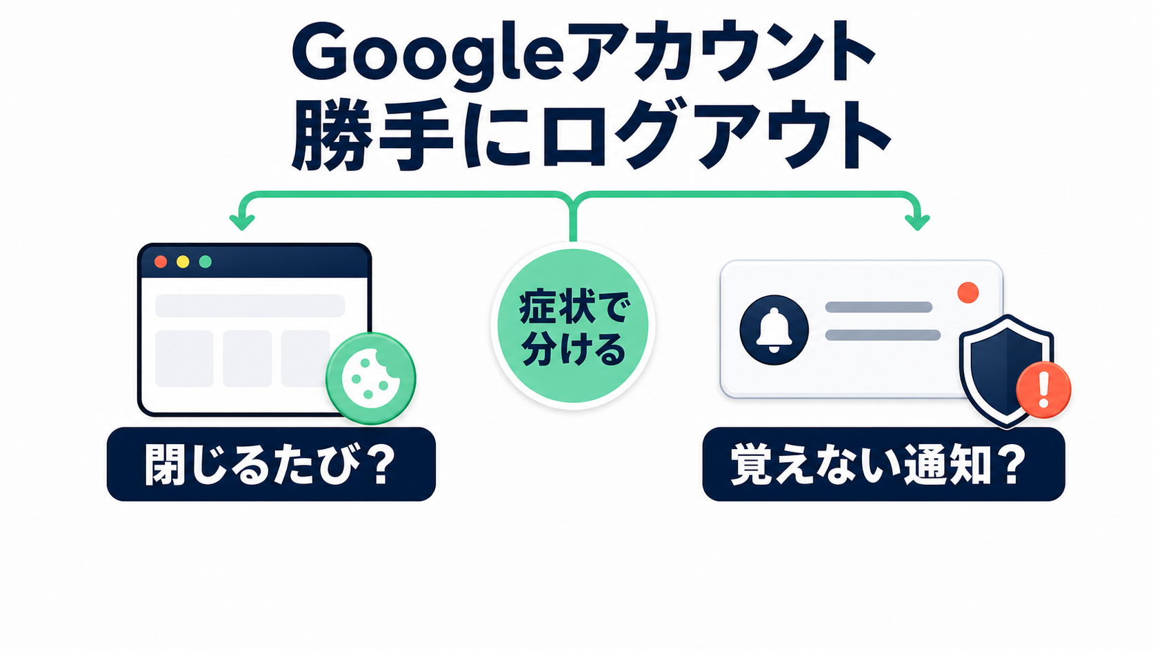 Googleアカウントがログアウト状態になるときの確認先