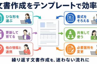 文書テンプレートを選択書式共有変更連携改善の流れで活用する図解