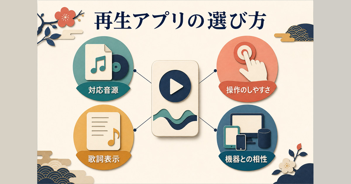 音源対応・操作性・歌詞表示・機器相性で再生アプリを選ぶ基準