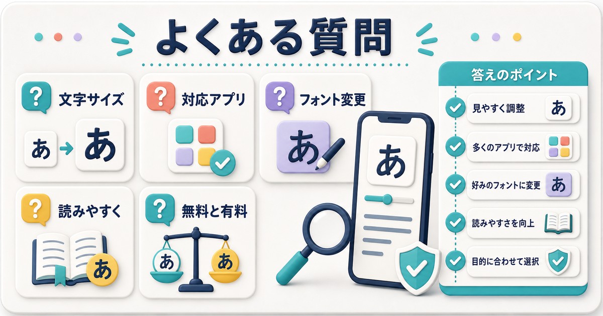 文字サイズと対応アプリとフォント変更のよくある質問を整理した図解