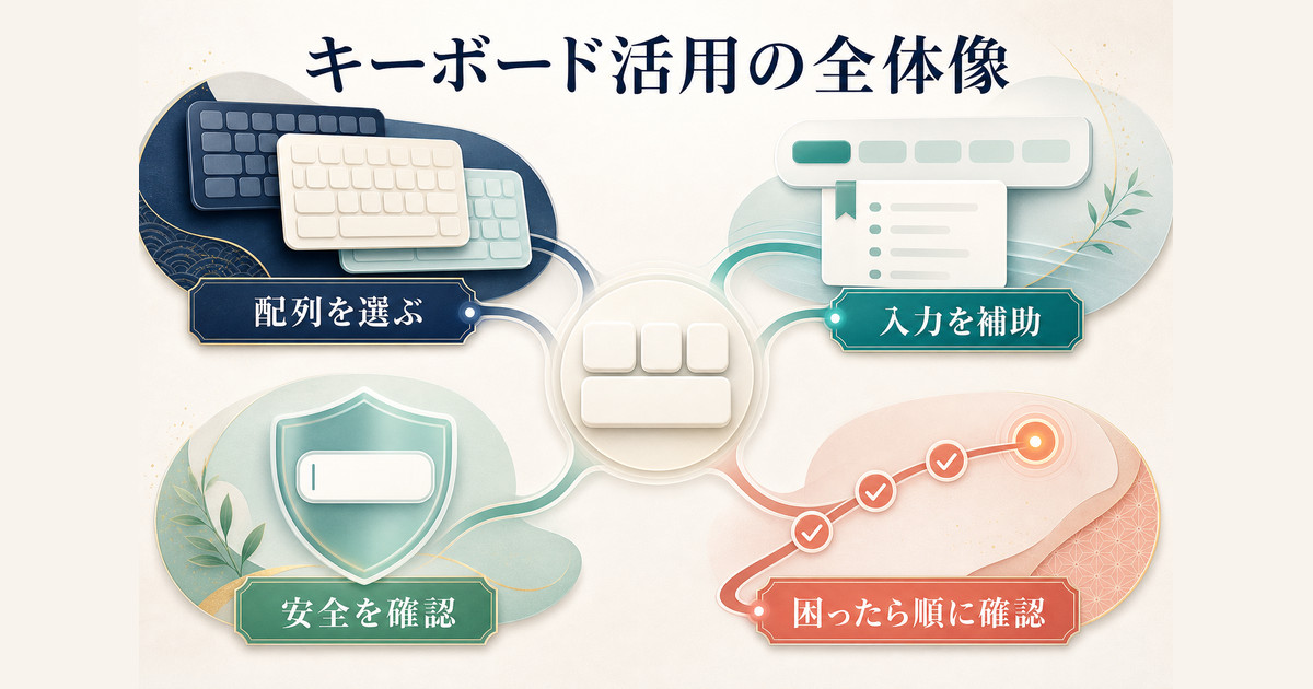 配列選択、入力補助、安全確認、トラブル対応というiPhoneキーボード活用の全体像